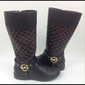 Michael Kors Emma Quilted Chocolate Brown Boots