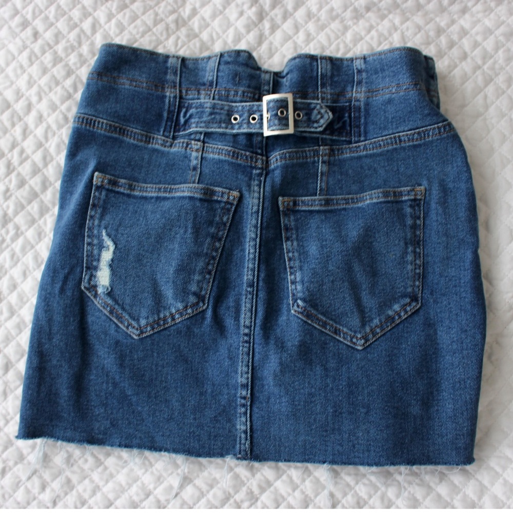 Free People DENIM CORSETTE MINI SKIRT in "Indigo"