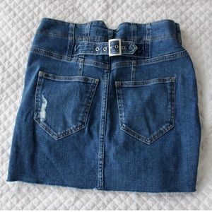 Free People DENIM CORSETTE MINI SKIRT in "Indigo"
