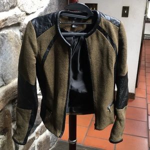 Leather cotton biker jacket