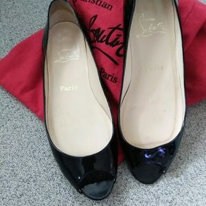 black patent authentic Christian Louboutin flats