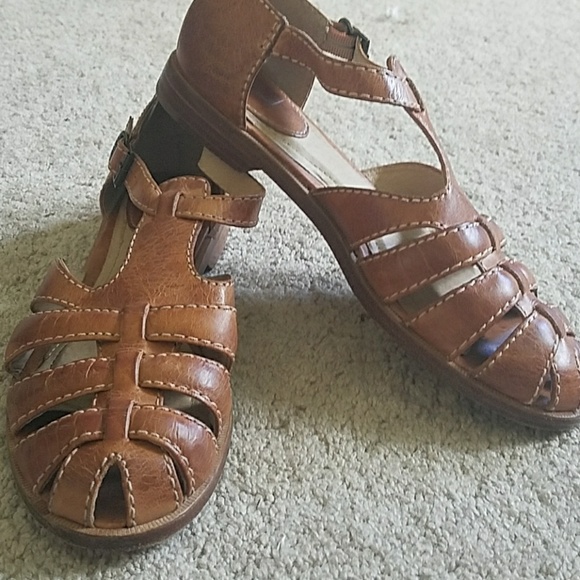 Frye Womens Size 8.5 M Julie Fisherman Strappy Flat Leather Sandals Cognac Brown Frye Womens Size 8.5 M Julie Fisherman Strappy Flat Leather Sandals Cognac Brown