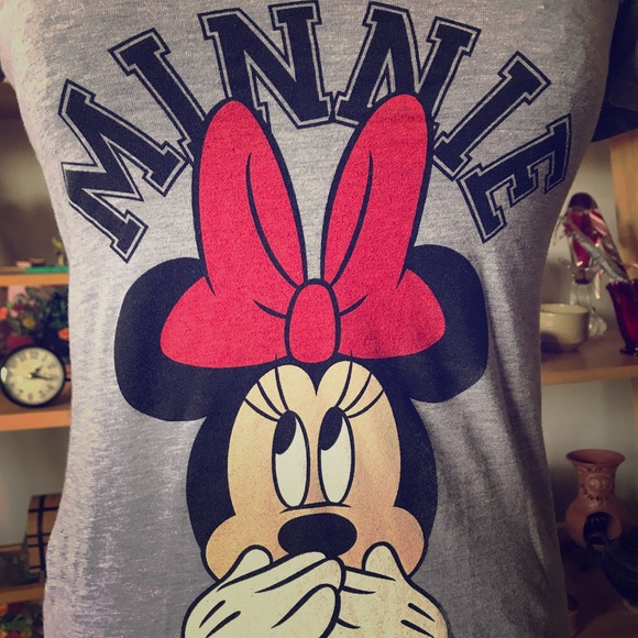 DISNEY MINNIE MOUSE LIGHT GREY STRETCHY T SHIRT - Picture 1 of 7