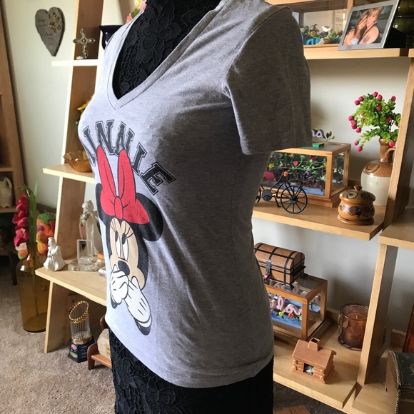 DISNEY MINNIE MOUSE LIGHT GREY STRETCHY T SHIRT - Picture 3 of 7