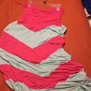 Chevron strapless maxi dress