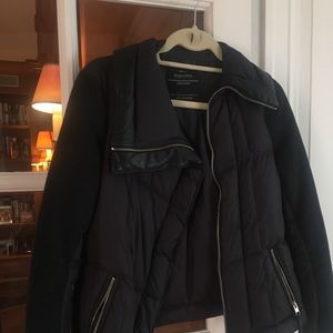 ALL SAINTS Leather and wool puffer jacket--