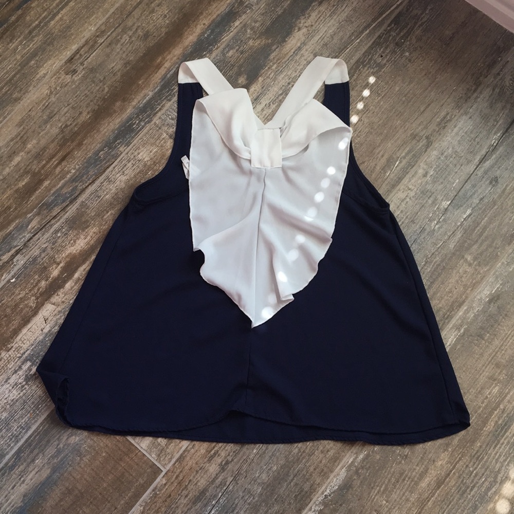 Navy tank with bow back detail