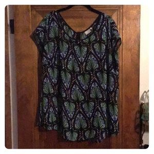 eShakti 3x palm leaf back button blouse