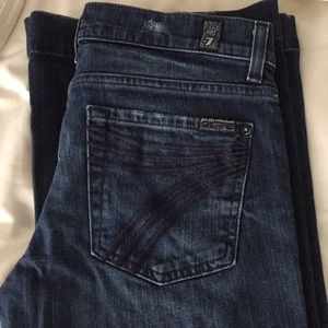 Distressed 7FAMK Dojo flares size 28