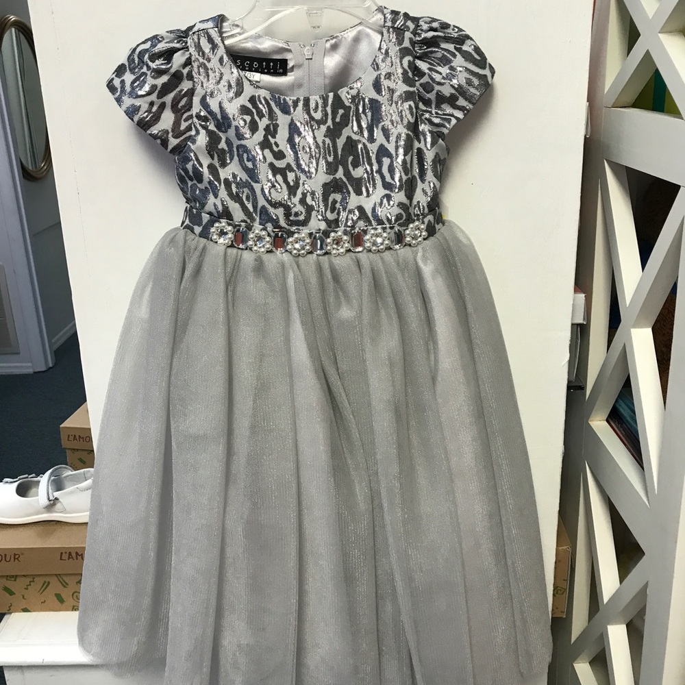Gray and leopard print party dress NWT