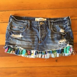 Hollister Distressed Denim & Floral Skirt