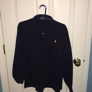 Medium Polo navy blue long sleeve collared shirt
