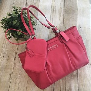 Coach Pink Leather East/West Gallery Tote