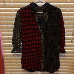 Grunge hipster patchwork plaid flannel.