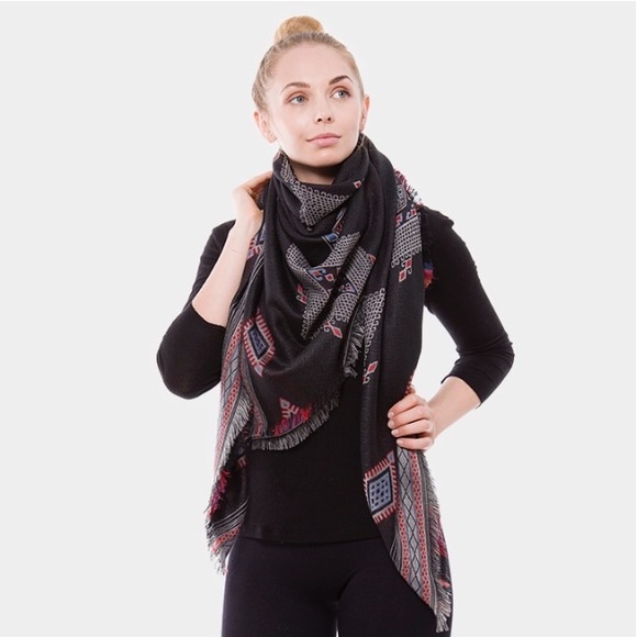 Silk Aztec Pattern Reversible Scarf - Picture 1 of 2