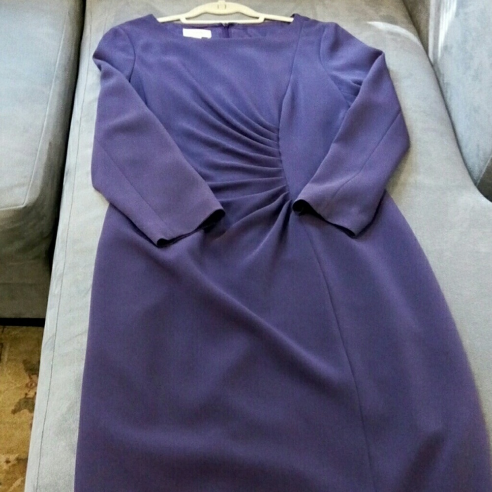 Talbots Purple Long Sleeve Dress With Side Ruching
