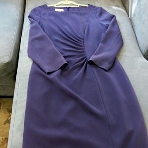 Talbots Purple Long Sleeve Dress With Side Ruching