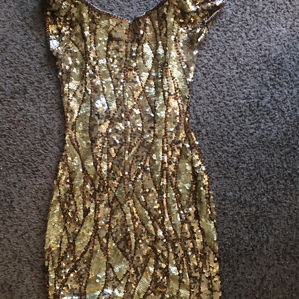 Gold & Bronze Sequin Dress - Picture 2 of 6