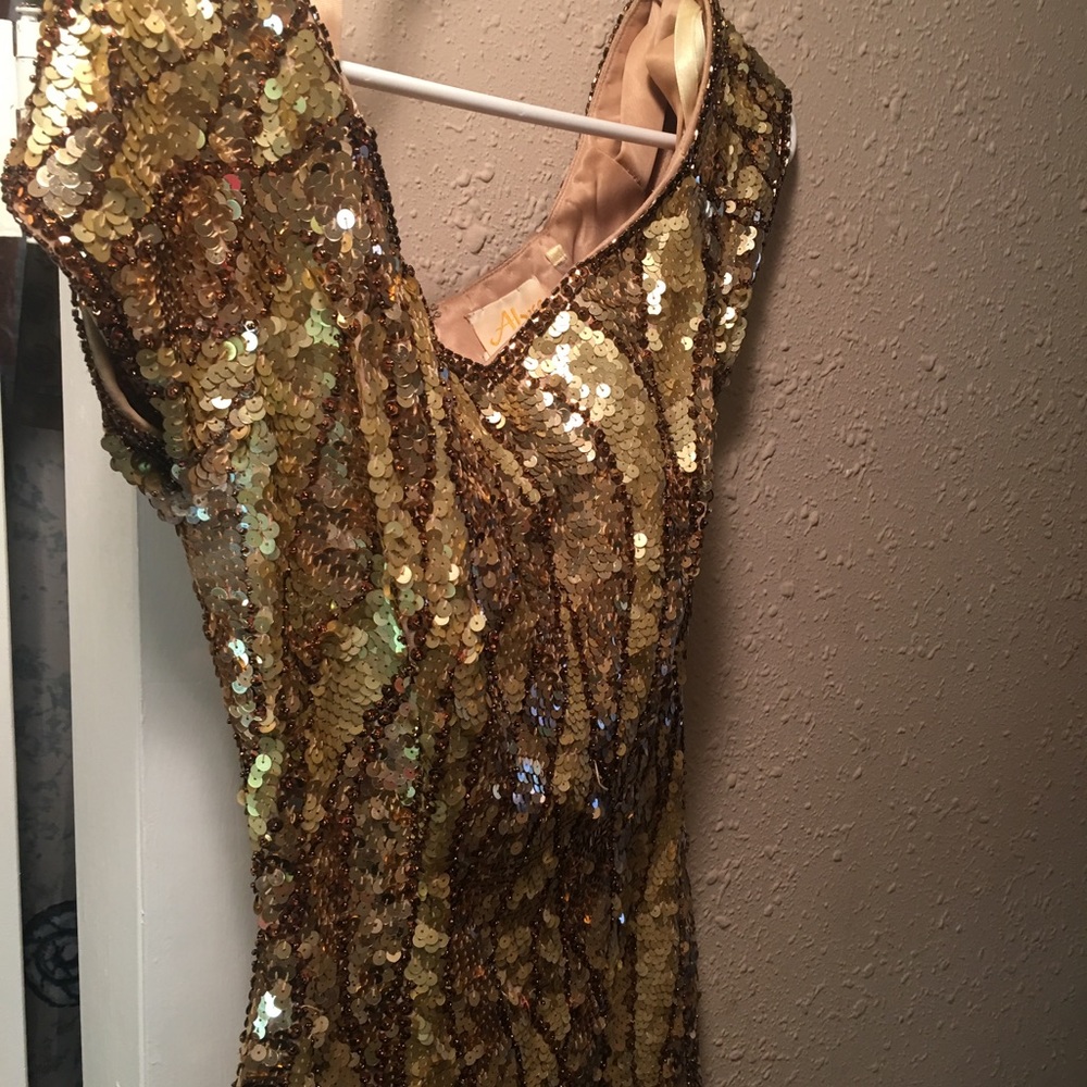 Gold & Bronze Sequin Dress - Picture 3 of 6
