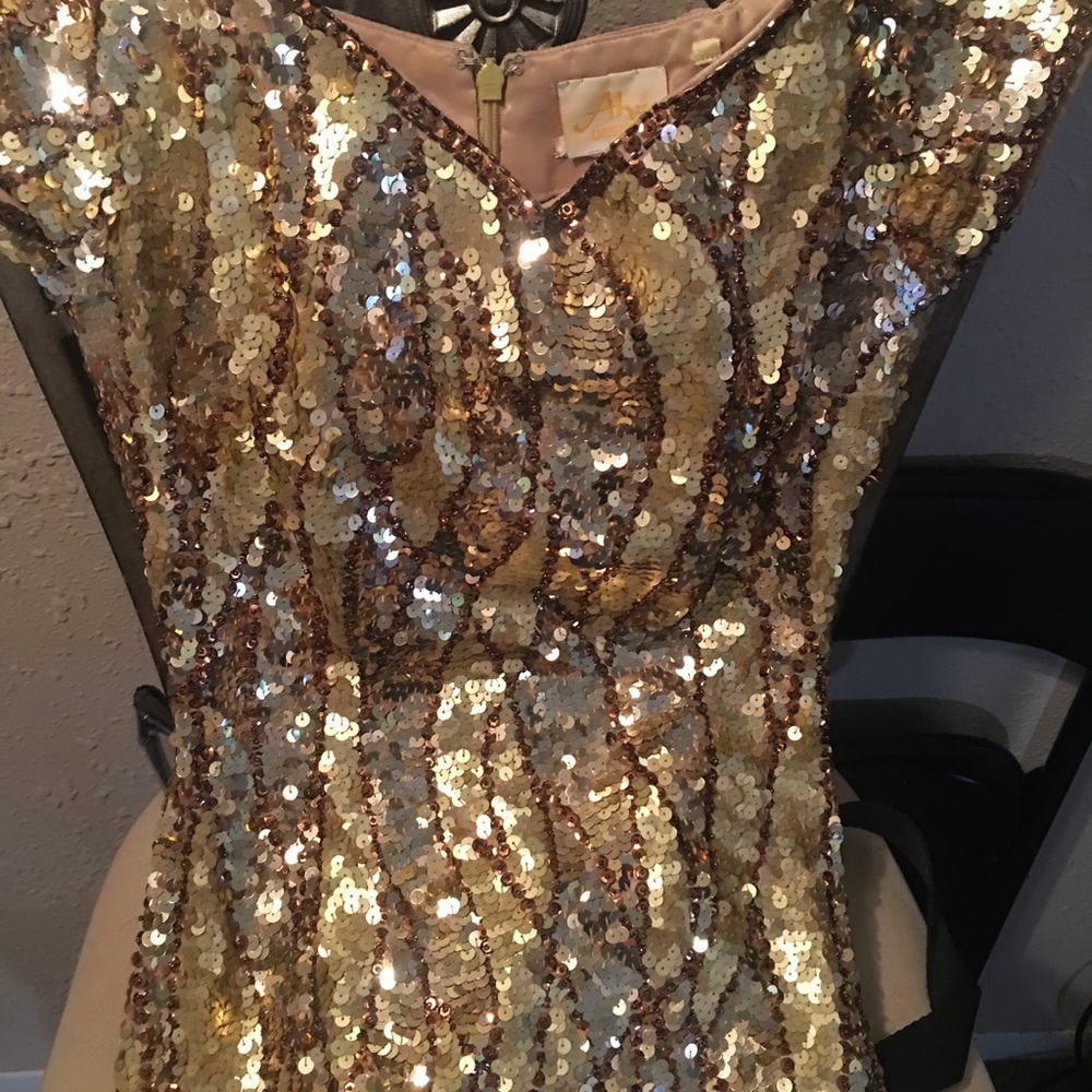 Gold & Bronze Sequin Dress - Picture 4 of 6