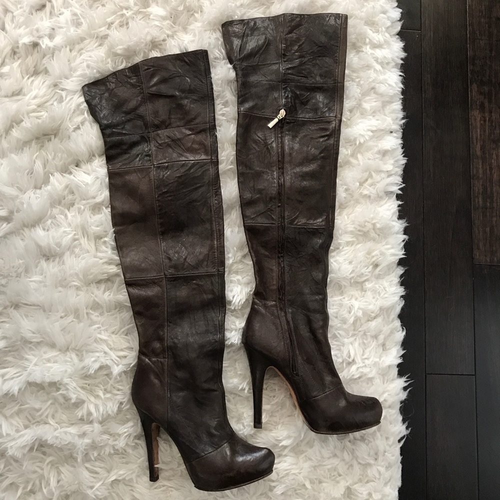 Brown Report Signature Thigh High Boots