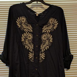 Navy Patterned Blouse