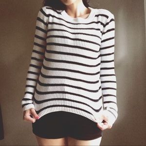 H&M Black & White Striped Cotton Sweater