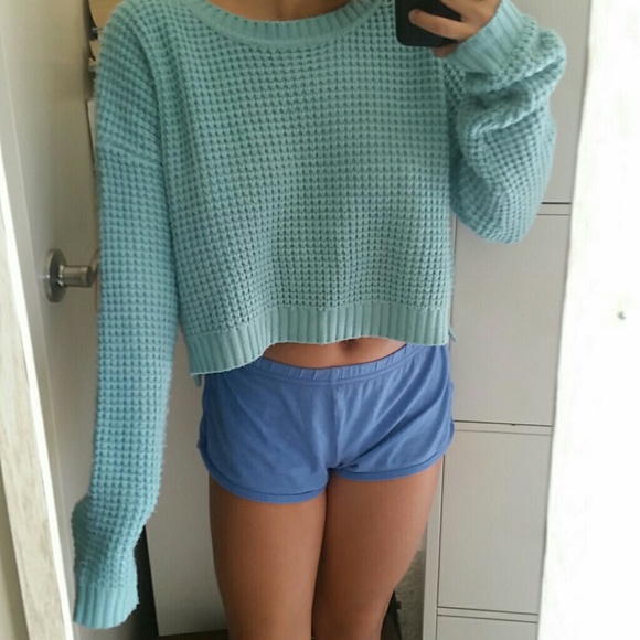 Teal Cropped Sweater Size Medium Forever 21 - Picture 3 of 3
