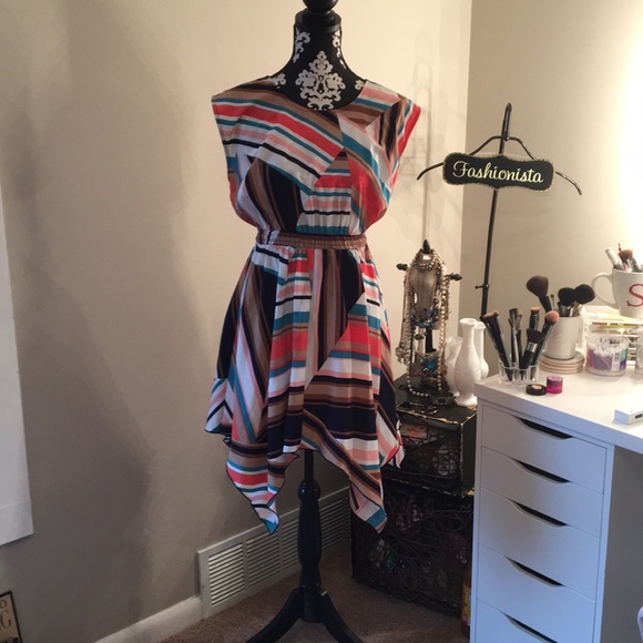 5 for $25 👗Bright asymmetrical dress 👗 - Picture 1 of 3