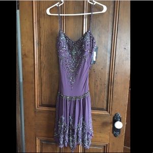 Purple beaded flapper dress