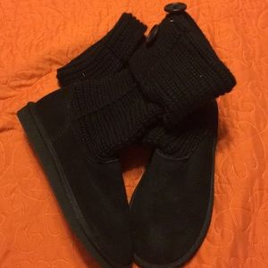 Suede/knit boots