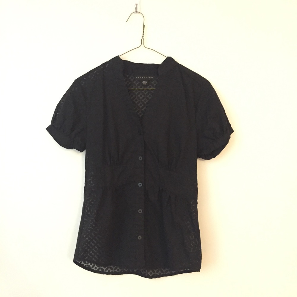 Attention sheer short sleeved blouse