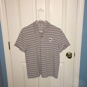 Lacoste gray striped collared shirt size 5