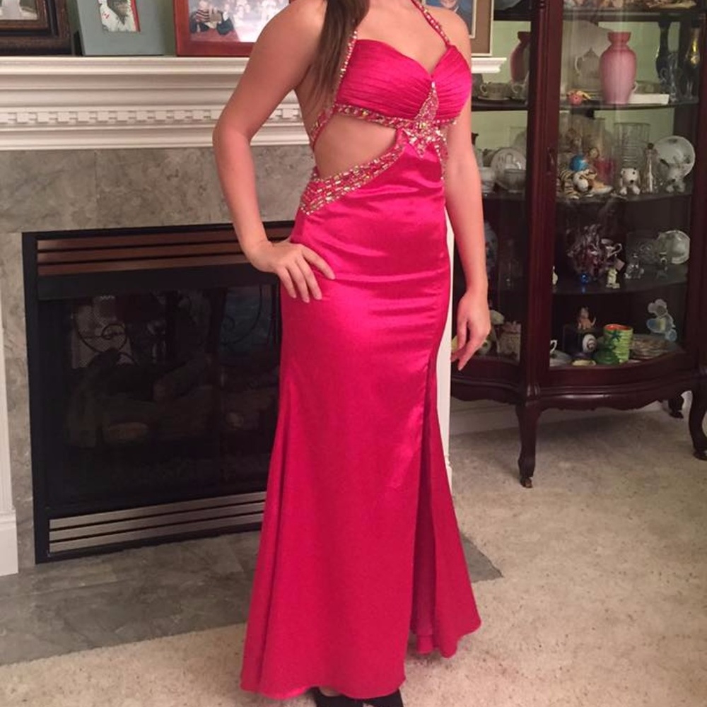Formal Pink Sequin Prom Dress