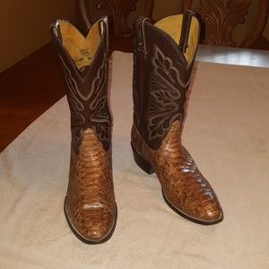Tony Lama 8704. Men's Brown/Tan Full Cowboy Boots