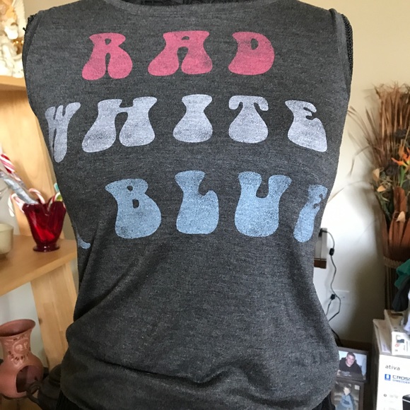 LOL VINTAGE TANK TOP RAD WHITE & BLUE - Picture 2 of 6