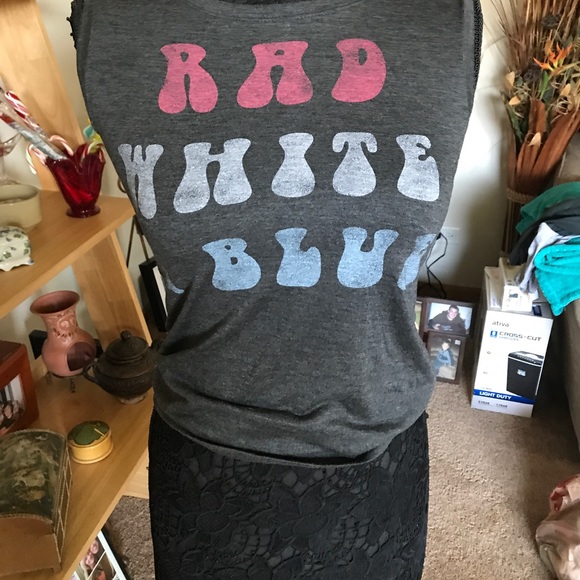 LOL VINTAGE TANK TOP RAD WHITE & BLUE - Picture 3 of 6