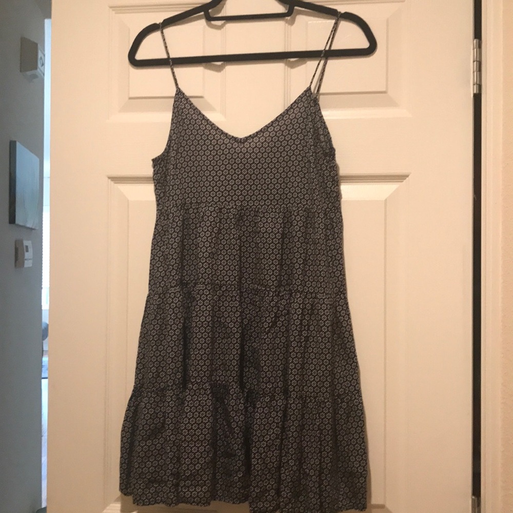 Black flower printed summer dress