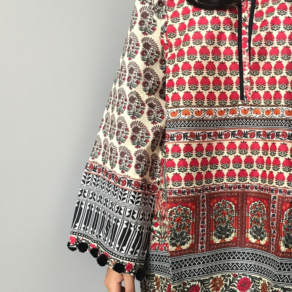 Khaadi Pret Red Patterned kurta