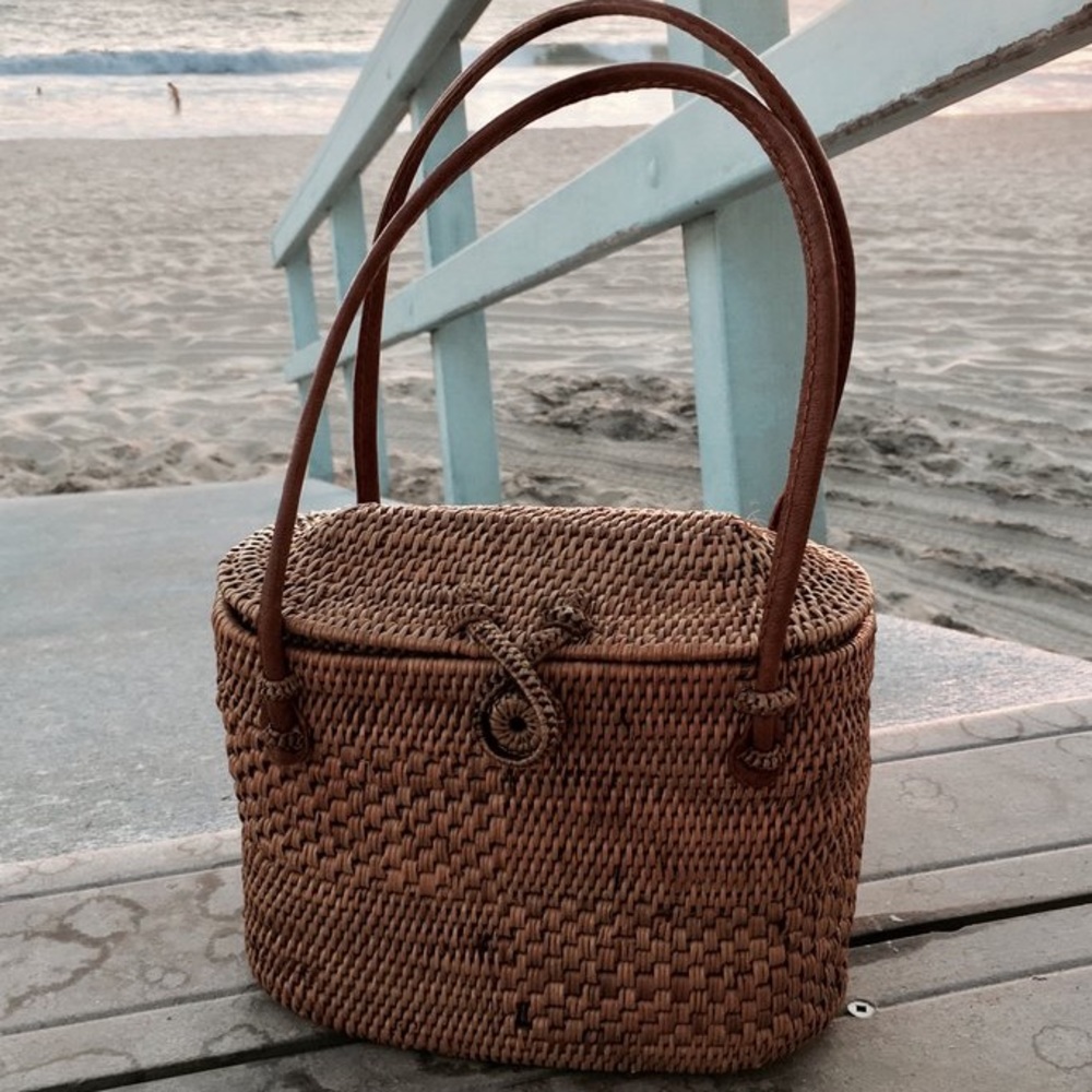 Oval Handbag with Batik Fabric Interior