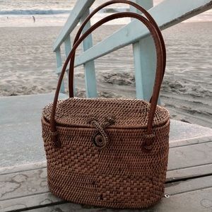Oval Handbag with Batik Fabric Interior