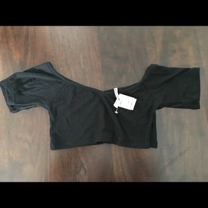 Emma & Sam off the shoulder black cropped top