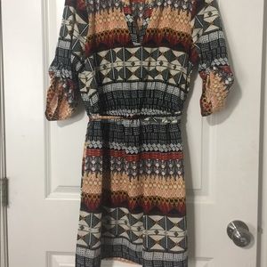 Adorable Aztec print silk tunic/short dress