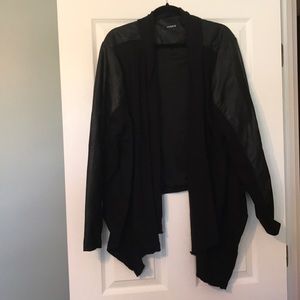 Drape Front Faux Leather jacket