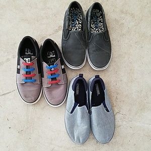3 pairs of boys slide on shoes.