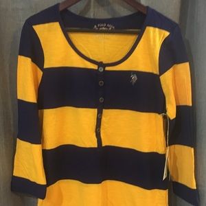NEW Rugby stripe 3/4 sleeve shirt