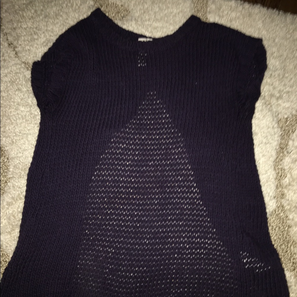 Open back blue sweater