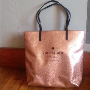 NWOT Kate Spade Rose Gold Glitter Tote
