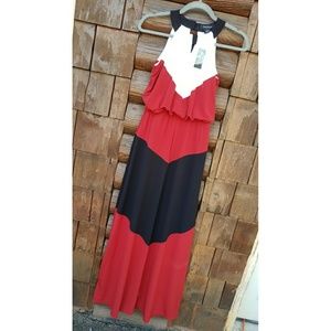 White House/Black Market long halter neck dress