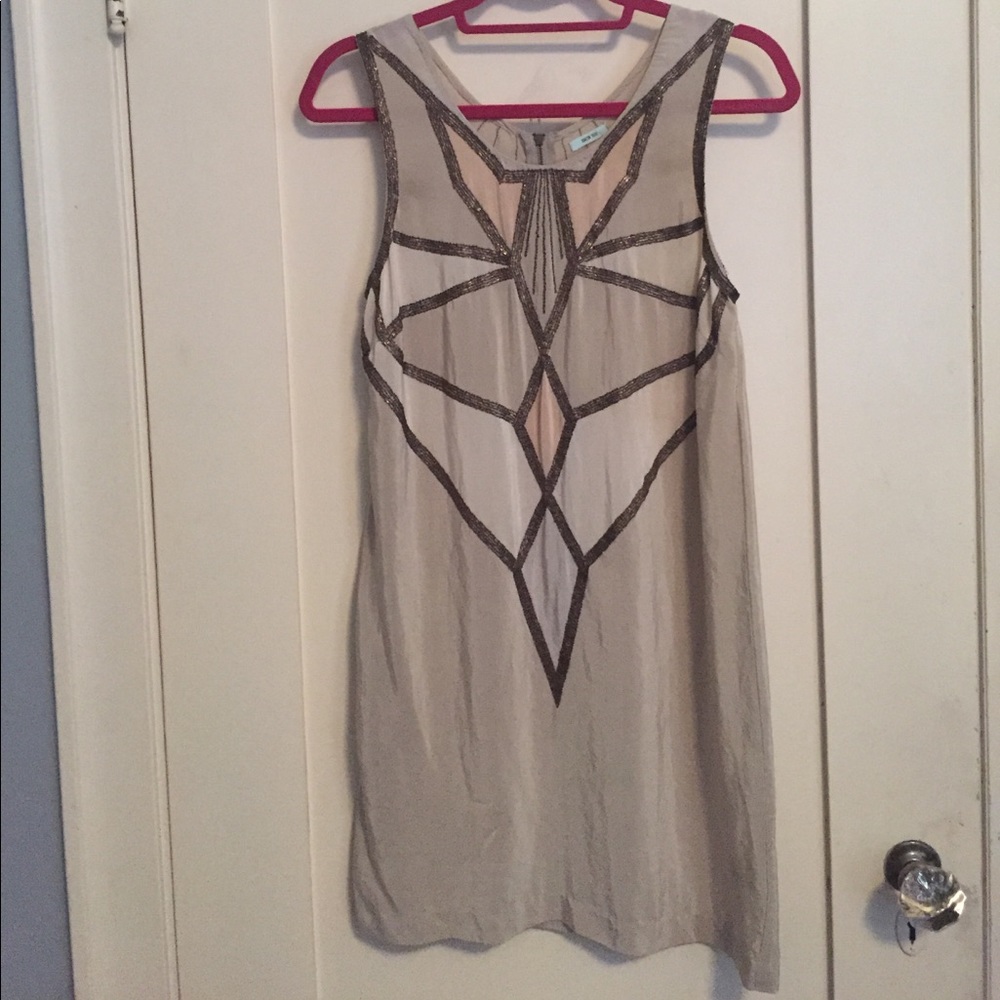 Beaded 100% silk shift dress